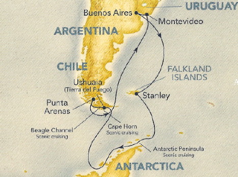 Map Of Argentina And Uruguay. Cruise map
